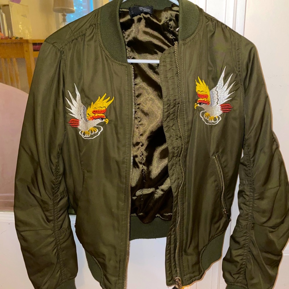 TopShop Embroidered Bomber Jacket